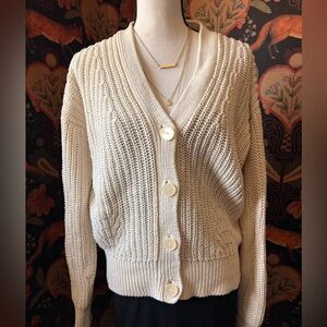 Women’s Banana Republic Cream Ivory Cotton Cardigan Sweater Size S